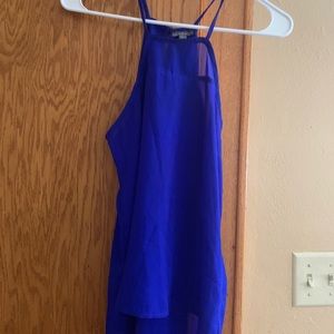 Spaghetti strap electric blue chiffon halter top